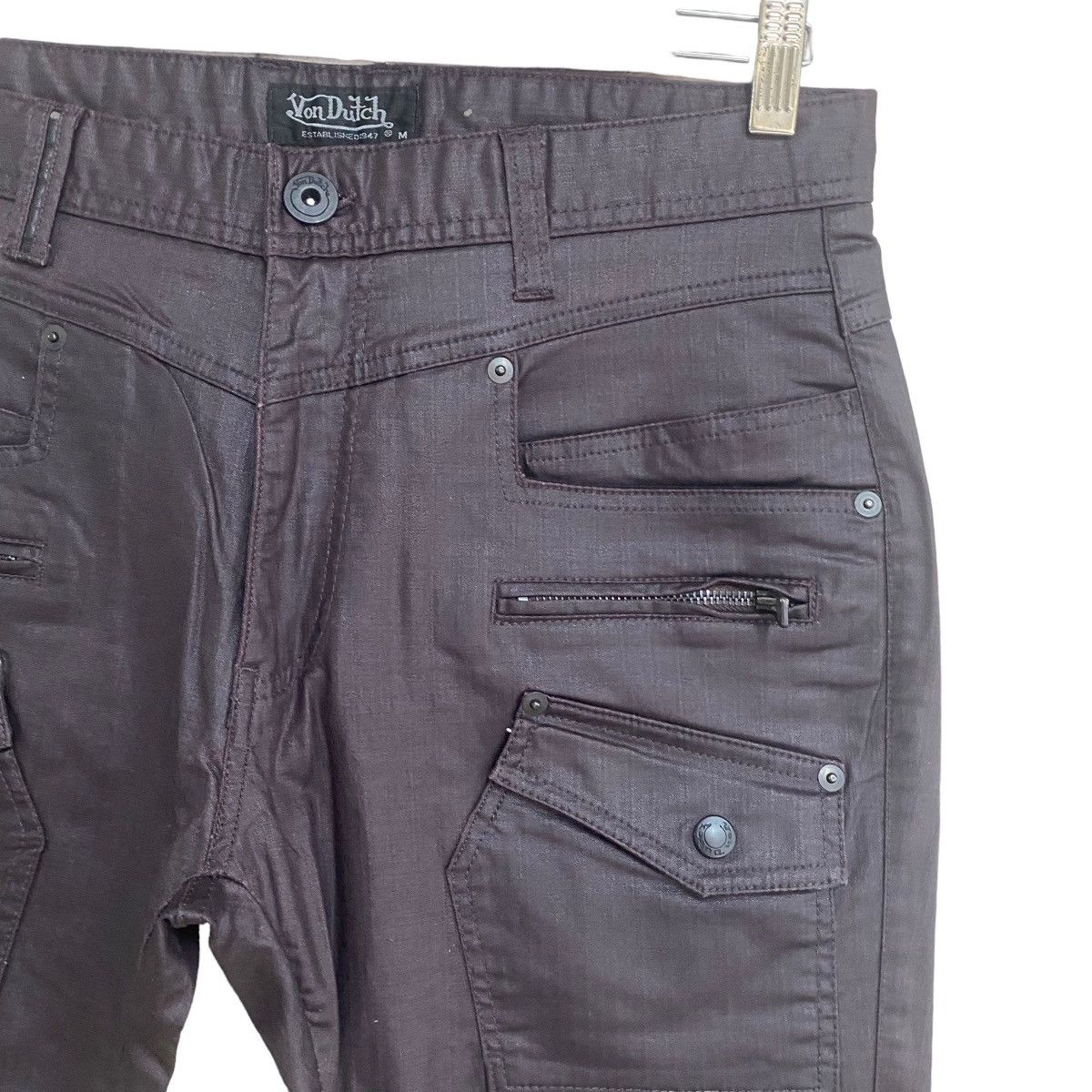 Von Dutch Von Dutch Coated Wax Cargo Cropped Pants Size US 31 - 5 Thumbnail