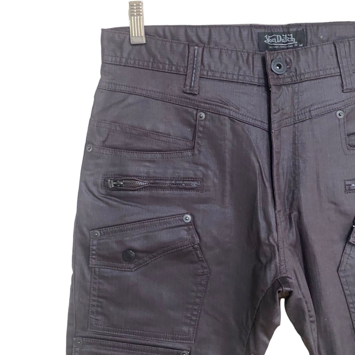 Von Dutch Von Dutch Coated Wax Cargo Cropped Pants Size US 31 - 4 Thumbnail