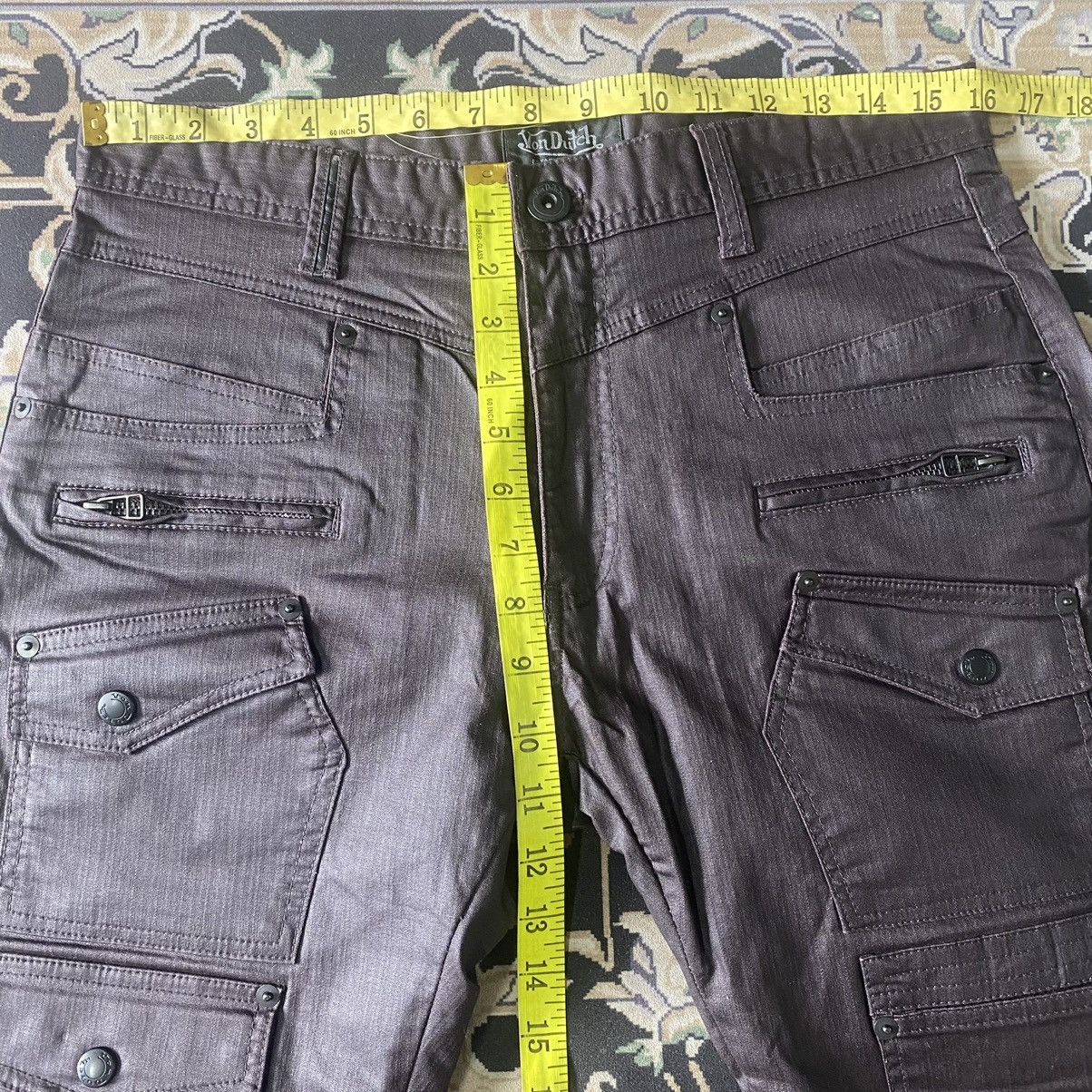 Von Dutch Von Dutch Coated Wax Cargo Cropped Pants Size US 31 - 18 Thumbnail