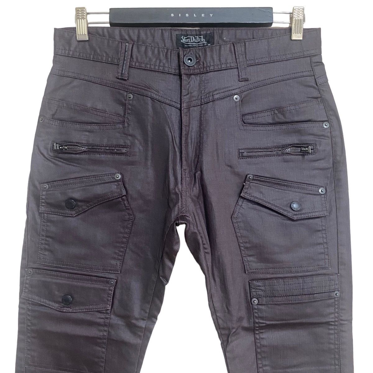 Von Dutch Von Dutch Coated Wax Cargo Cropped Pants Size US 31 - 3 Thumbnail
