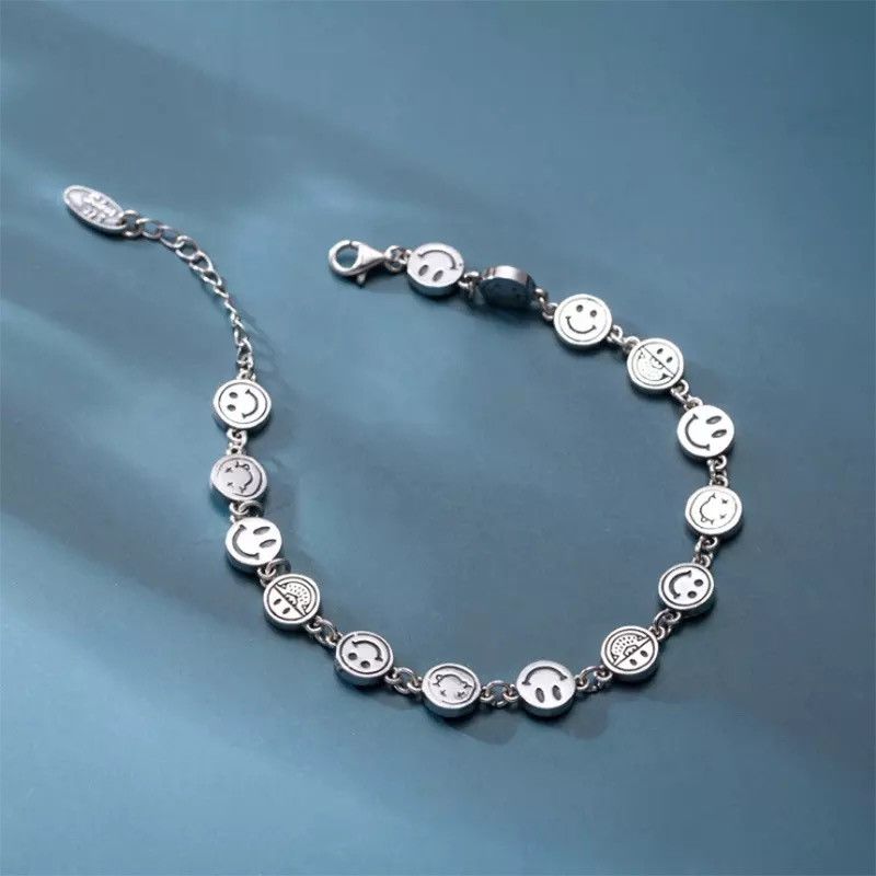 Jewelry Silver Color Mutil Smiling Face Bracelet Size ONE SIZE - 1 Thumbnail