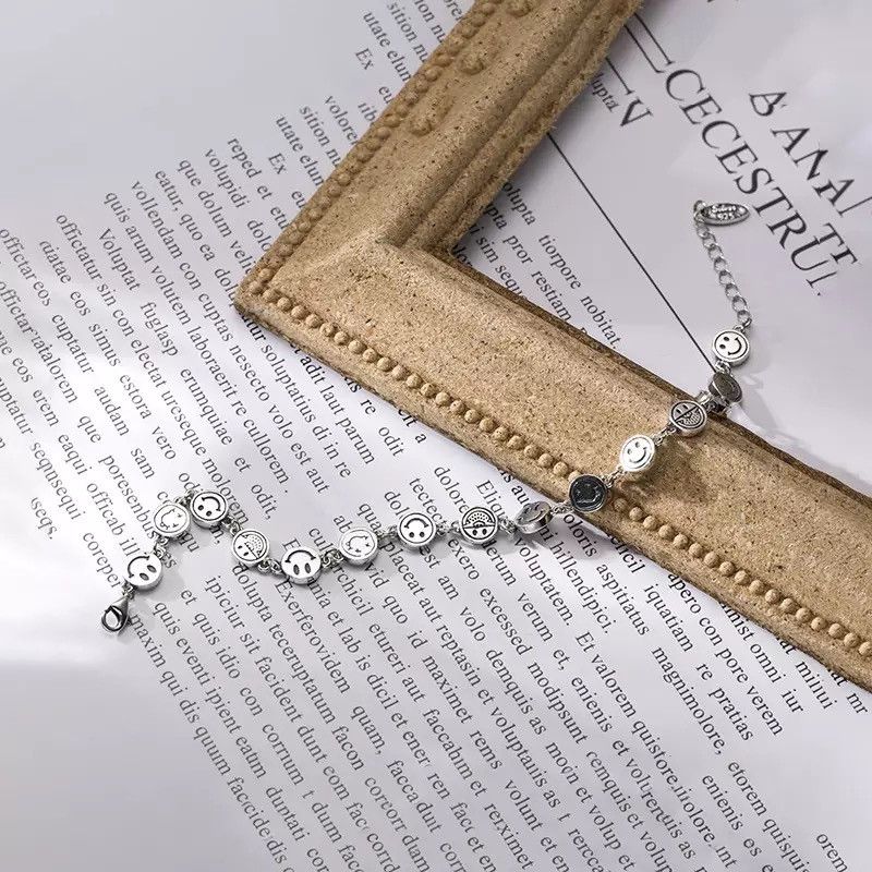 Jewelry Silver Color Mutil Smiling Face Bracelet Size ONE SIZE - 2 Thumbnail