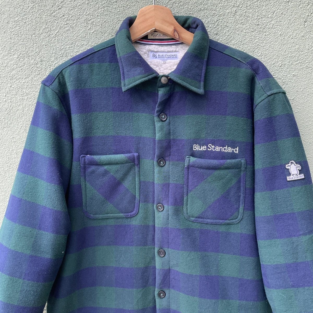 Japanese Brand Vintage BLUE STANDARD Embroidery Logo Stripe Button Jacket Size US L / EU 52-54 / 3 - 4 Thumbnail