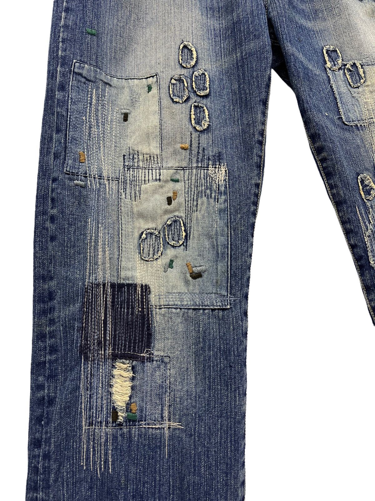 Japanese Brand CONFIRM Distressed Boro Patchwork Kurt Cobain Style Denim Size US 33 - 4 Thumbnail