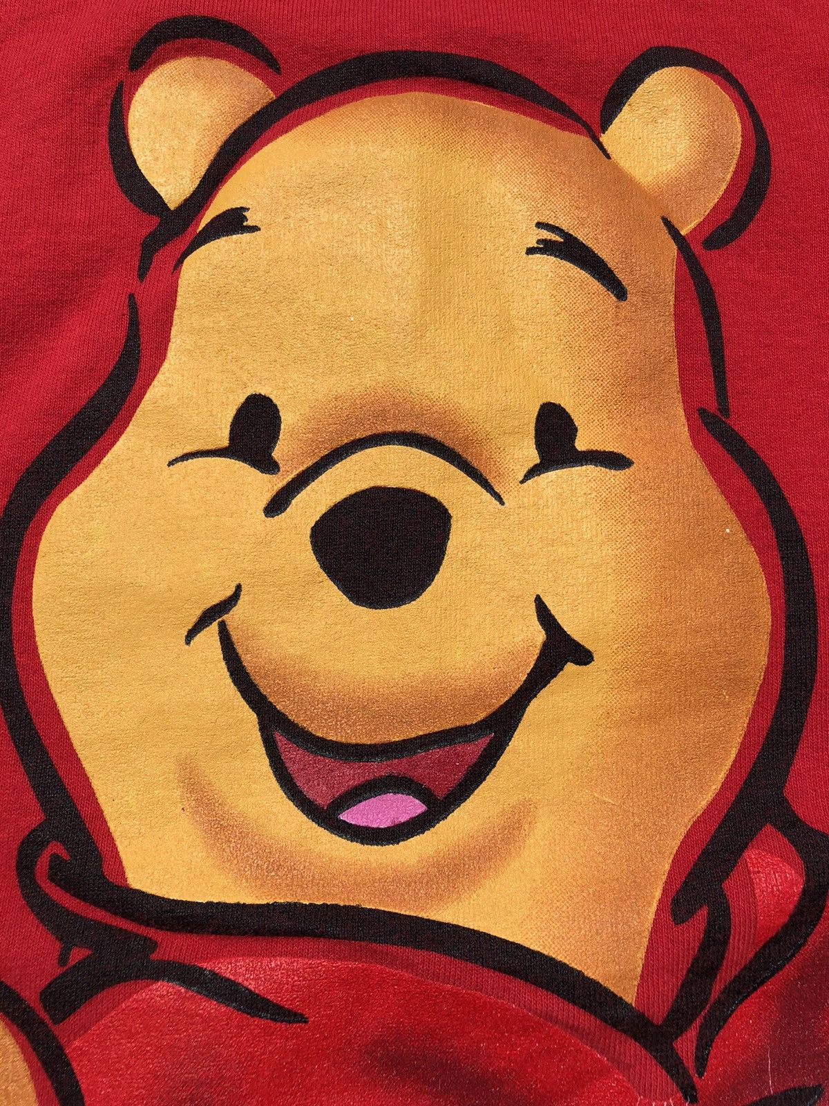 Cartoon Network Vintage 90s Winnie The Pooh Flowers Red Tee (Beauty Beast) Size US L / EU 52-54 / 3 - 3 Thumbnail