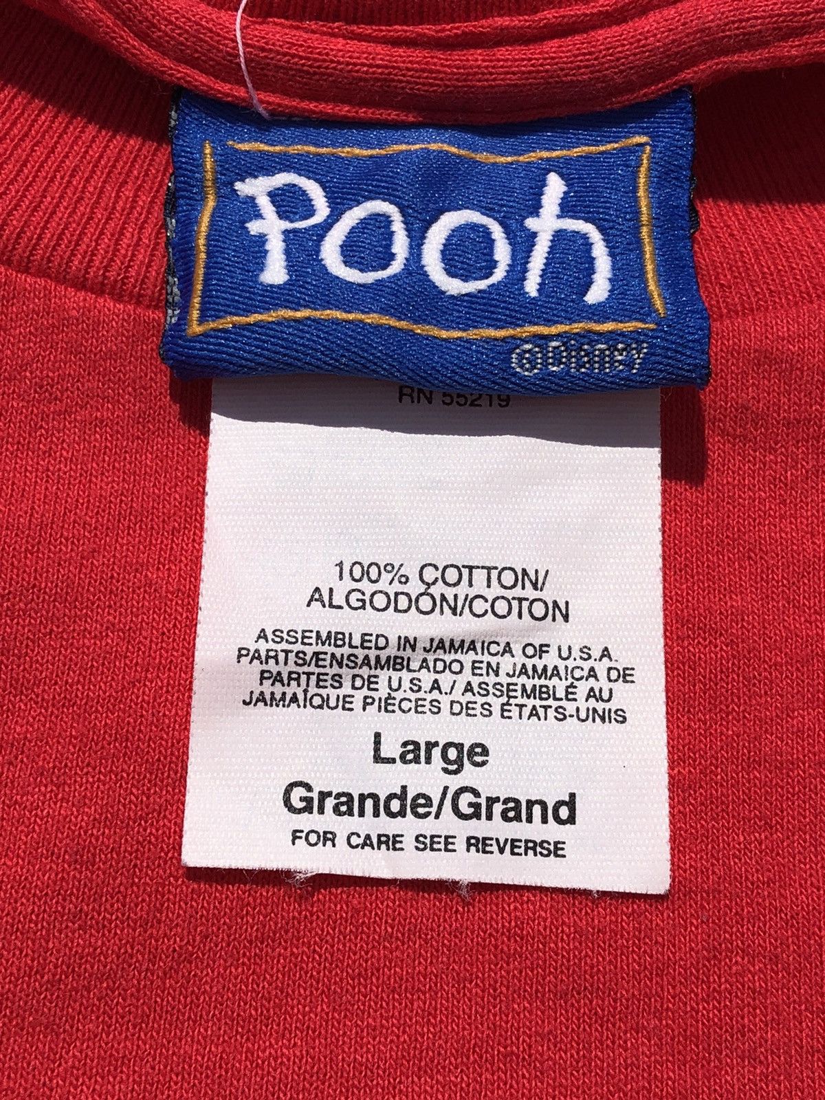 Cartoon Network Vintage 90s Winnie The Pooh Flowers Red Tee (Beauty Beast) Size US L / EU 52-54 / 3 - 7 Thumbnail