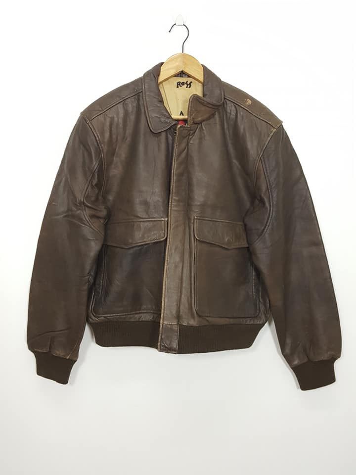 Vintage U2 Air Farces Old Flight Wear Leather Jacket Size US M / EU 48-50 / 2 - 2 Thumbnail