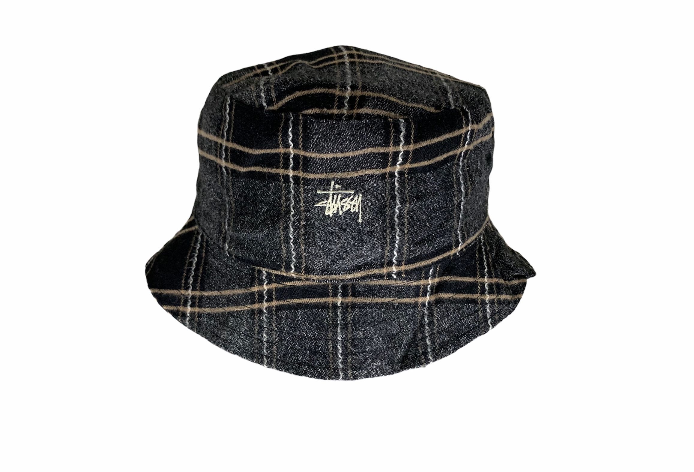 Stussy embroidered logo tartain plaid hat
