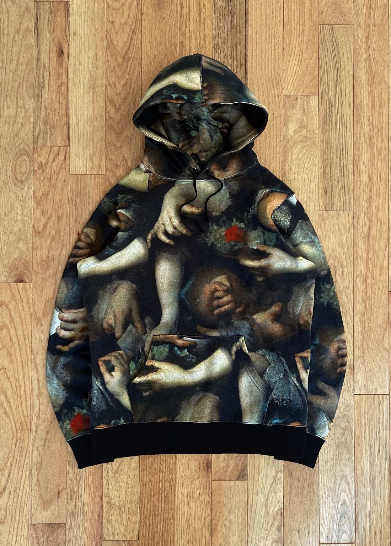 image of Ss2015 Supreme x Undercover Study Of Hands Full Print Hoodie in Black, Men's (Size Medium)