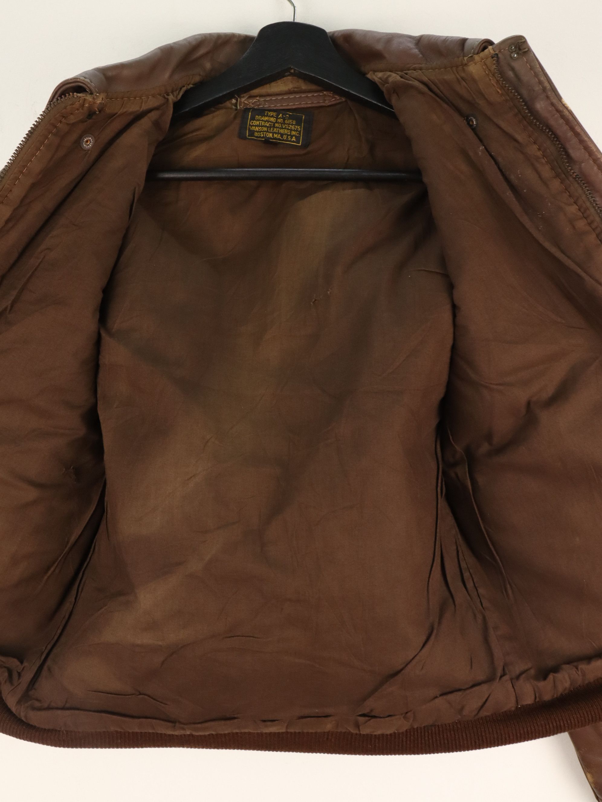 Vanson Leathers VTG HORSEHIDE A-2 LEATHERS AVIATOR FLIGHT JACKET Size US S / EU 44-46 / 1 - 12 Thumbnail