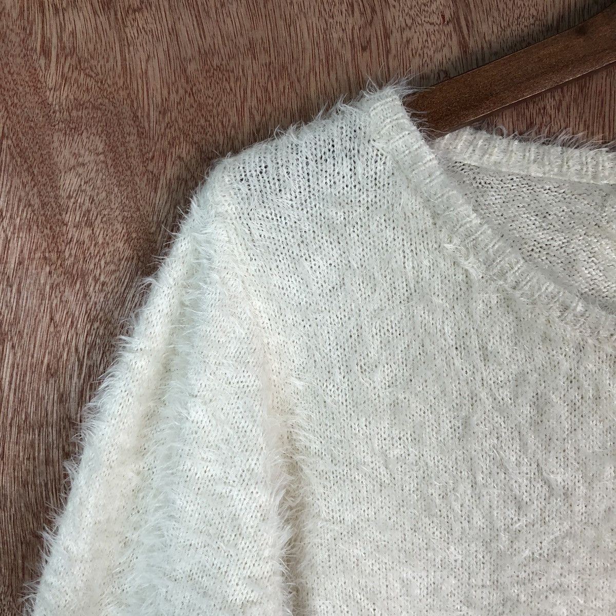 Homespun Knitwear × Japanese Brand Jounmeg Ganco White Shag Shaggy Fur Mohair Knitwear #6608 Size US M / EU 48-50 / 2 - 6 Thumbnail
