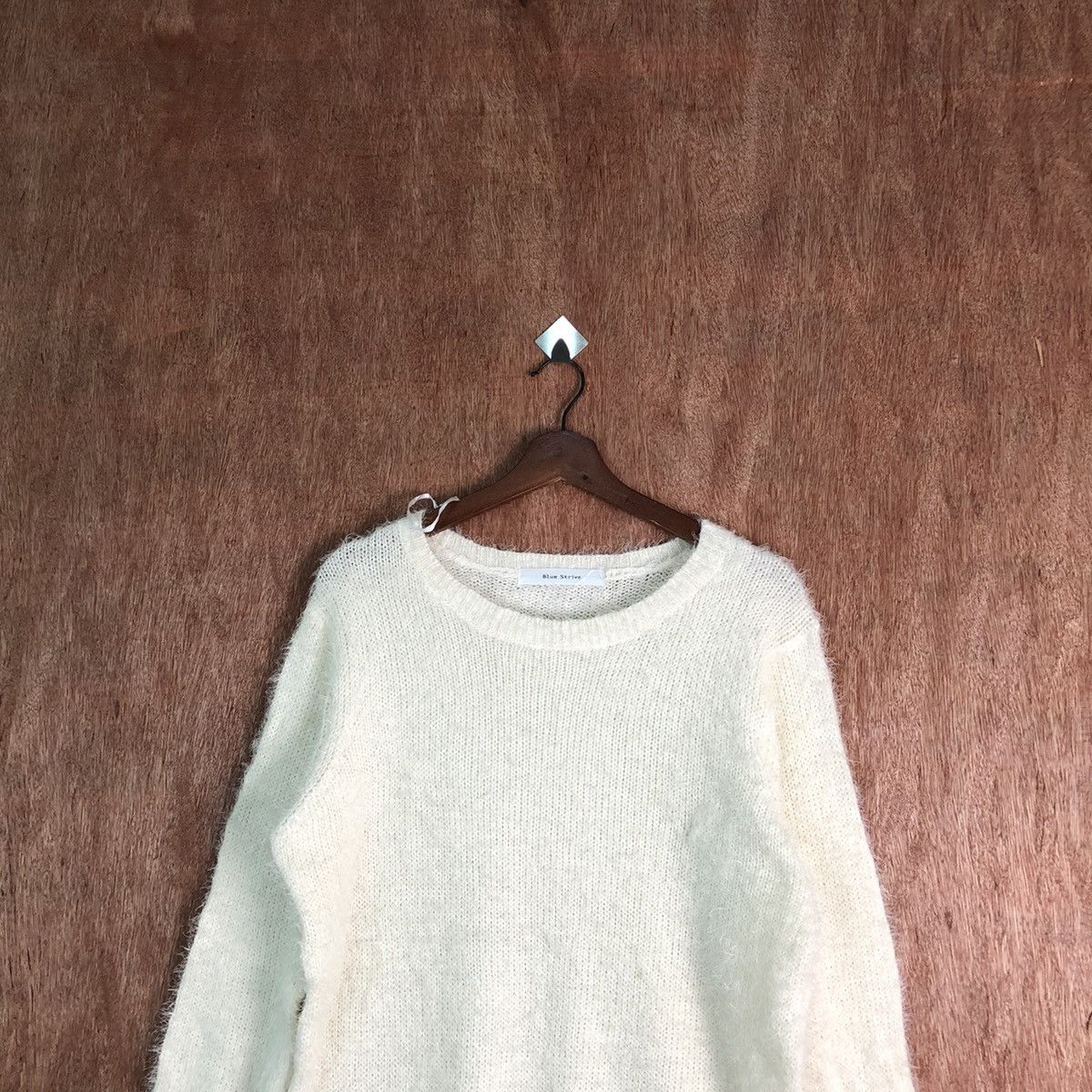Japanese Brand Blue Stripe White Shag Shaggy Fur Mohair Knitwear #6572 Size US M / EU 48-50 / 2 - 4 Thumbnail