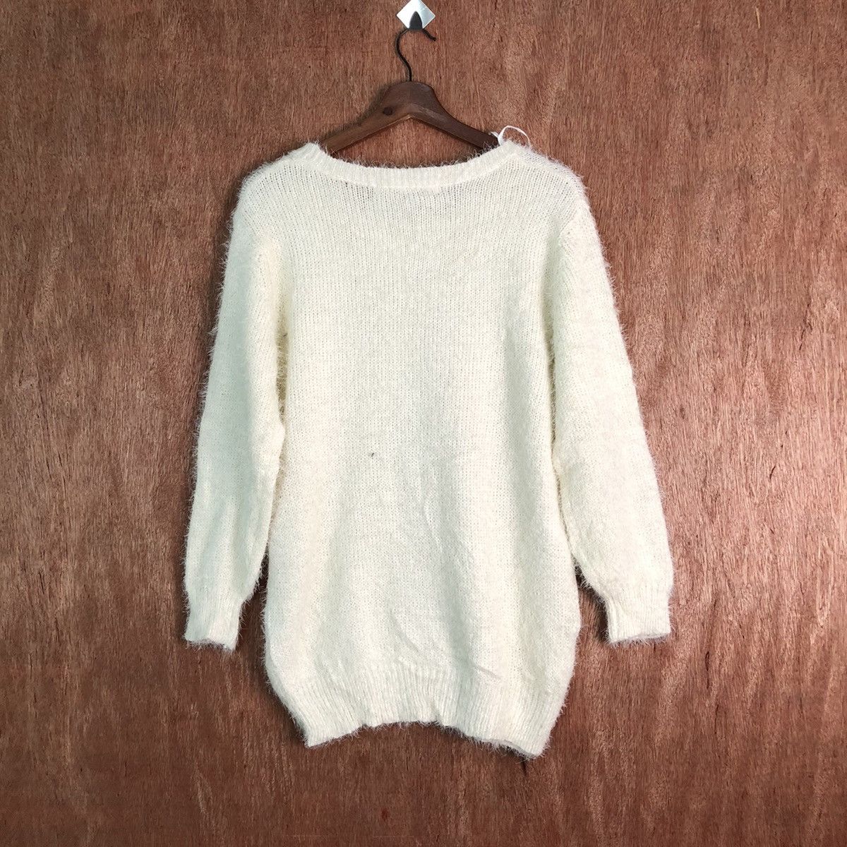 Japanese Brand Blue Stripe White Shag Shaggy Fur Mohair Knitwear #6572 Size US M / EU 48-50 / 2 - 6 Thumbnail