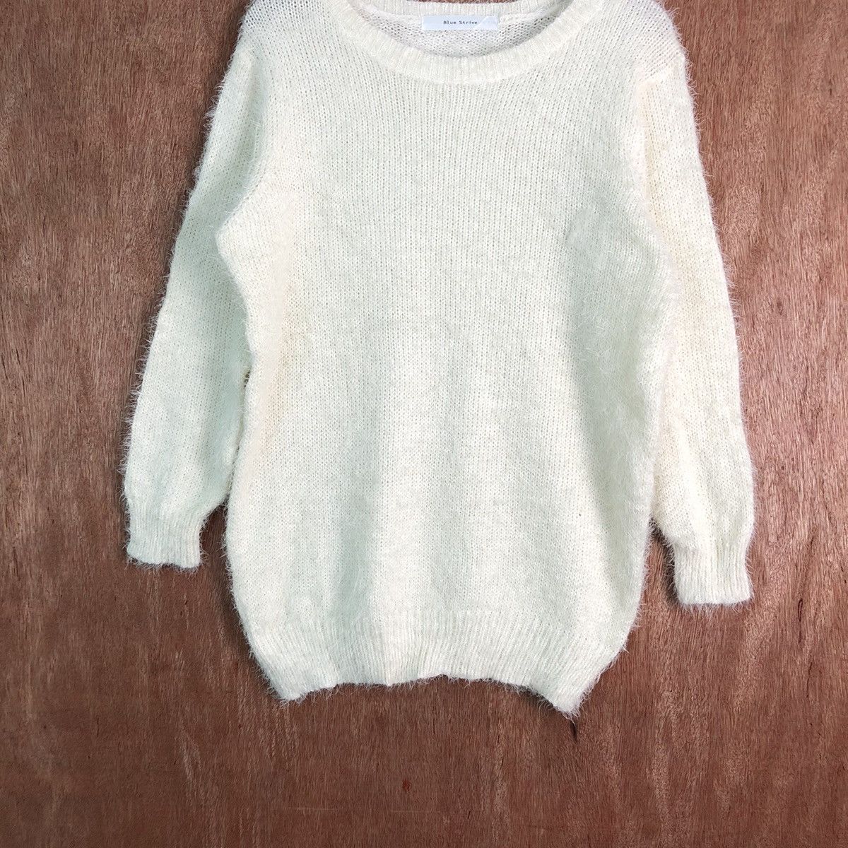Japanese Brand Blue Stripe White Shag Shaggy Fur Mohair Knitwear #6572 Size US M / EU 48-50 / 2 - 5 Thumbnail