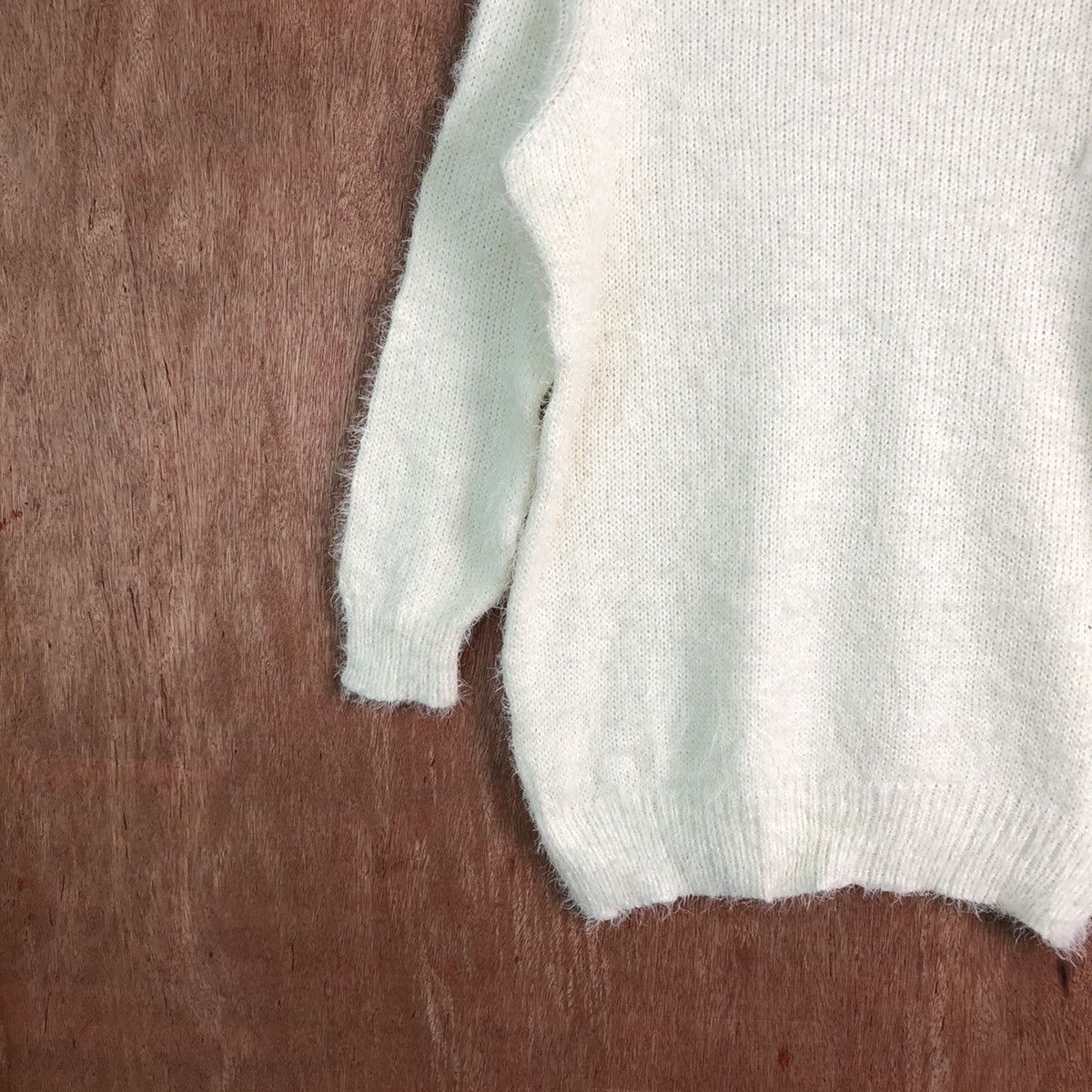 Japanese Brand Blue Stripe White Shag Shaggy Fur Mohair Knitwear #6572 Size US M / EU 48-50 / 2 - 2 Thumbnail
