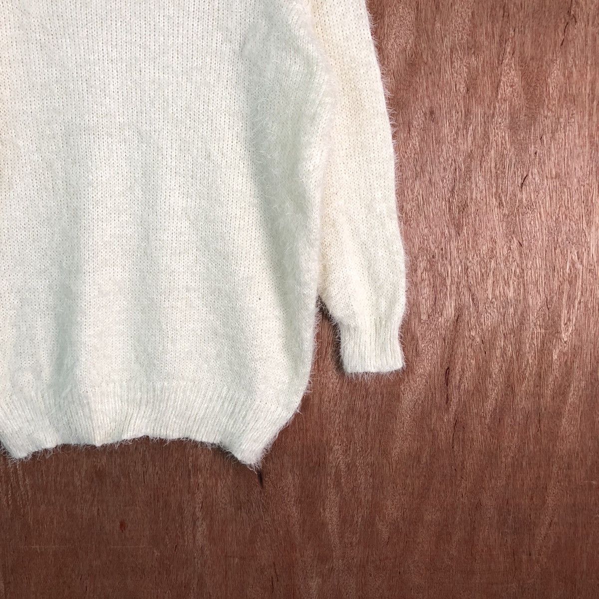 Japanese Brand Blue Stripe White Shag Shaggy Fur Mohair Knitwear #6572 Size US M / EU 48-50 / 2 - 3 Thumbnail