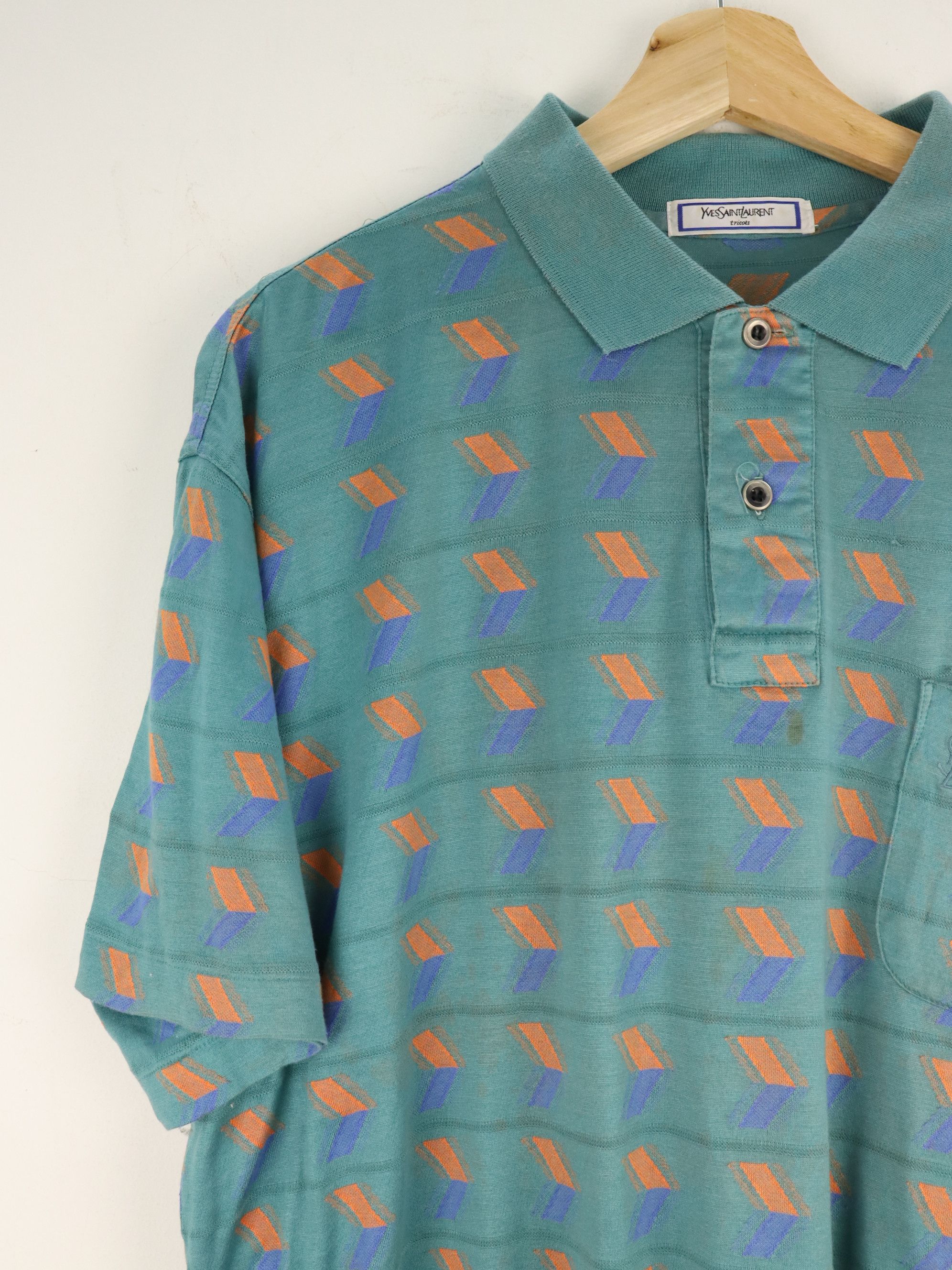 Yves Saint Laurent YSL Tricots Aqua Vintage Polo Shirt Size US M / EU 48-50 / 2 - 4 Thumbnail