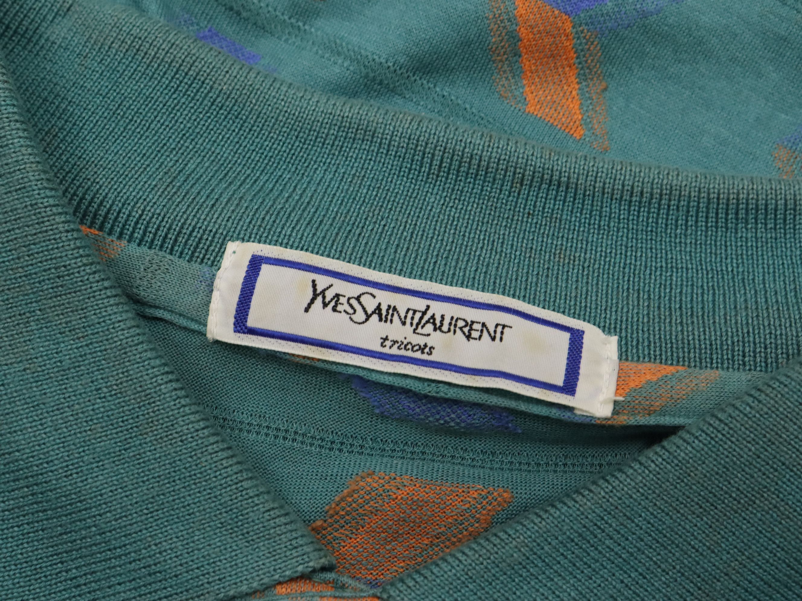 Yves Saint Laurent YSL Tricots Aqua Vintage Polo Shirt Size US M / EU 48-50 / 2 - 11 Thumbnail