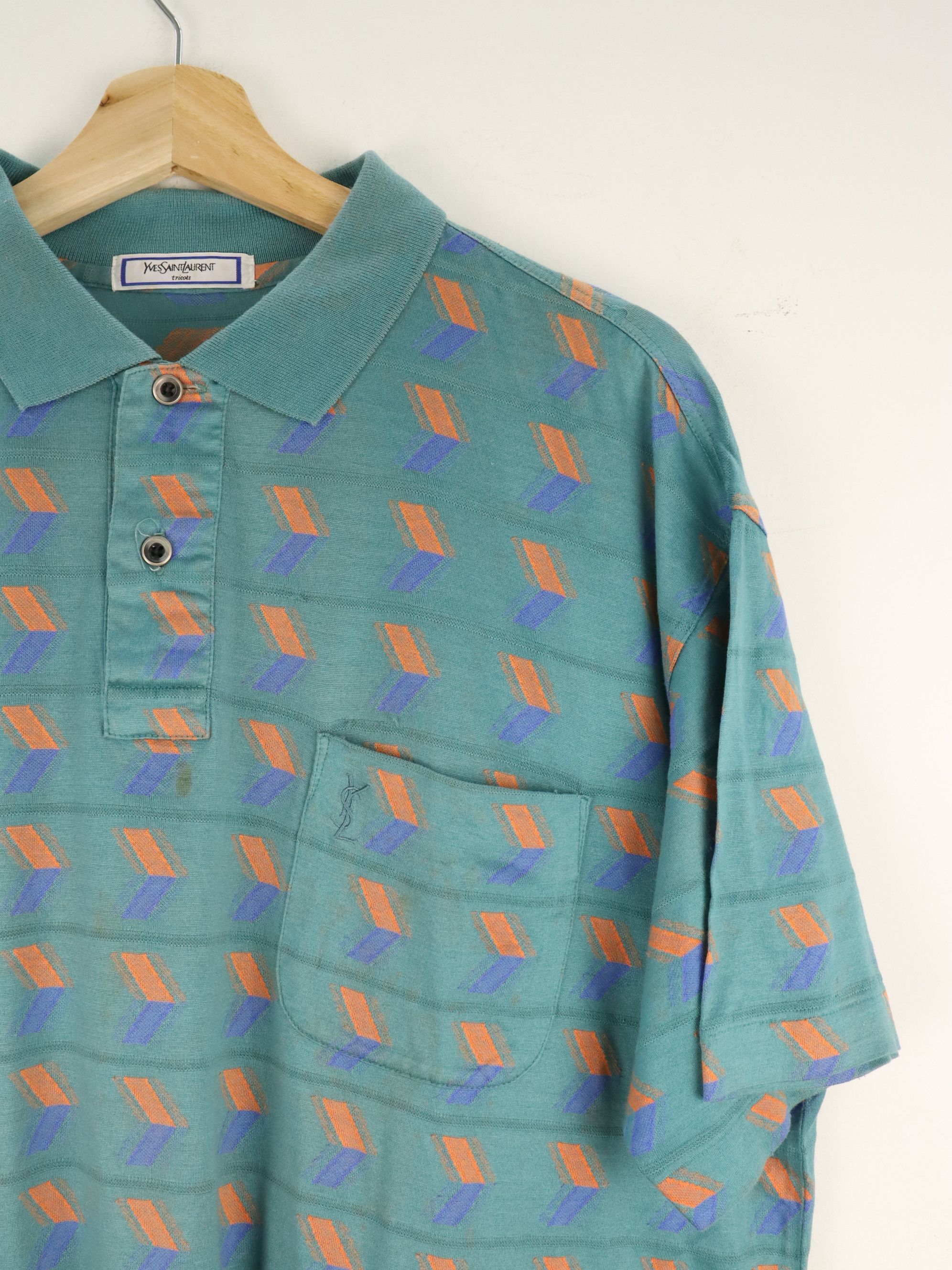 Yves Saint Laurent YSL Tricots Aqua Vintage Polo Shirt Size US M / EU 48-50 / 2 - 5 Thumbnail
