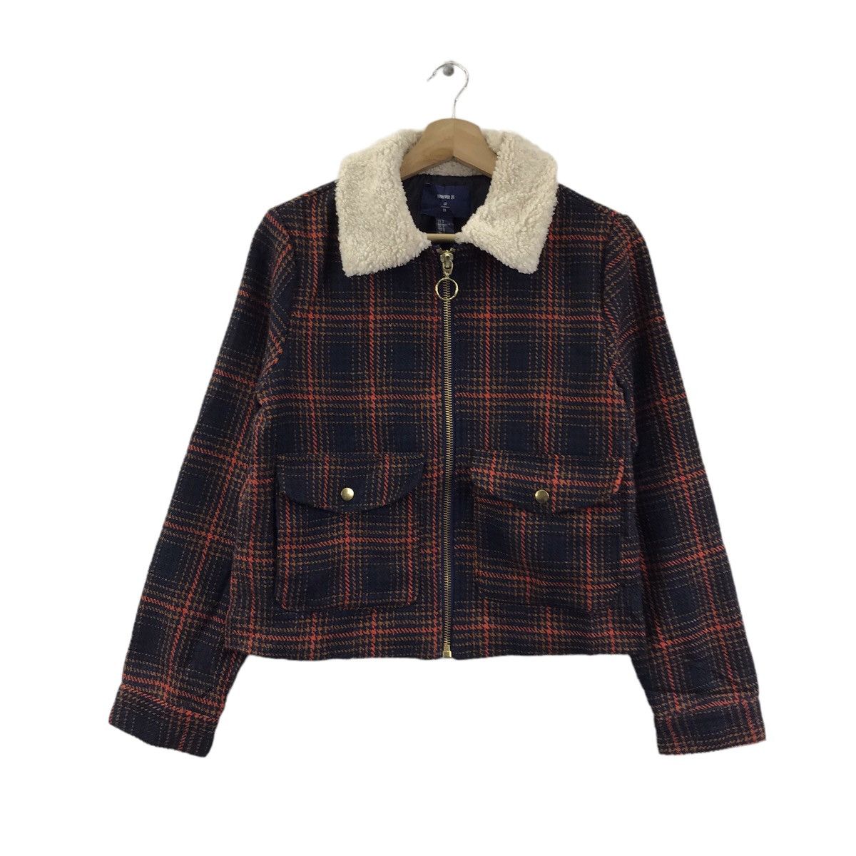 Forever 21 FOREVER21 Check Pocket Wool Coat Jacket Size S / US 4 / IT 40 - 1 Thumbnail