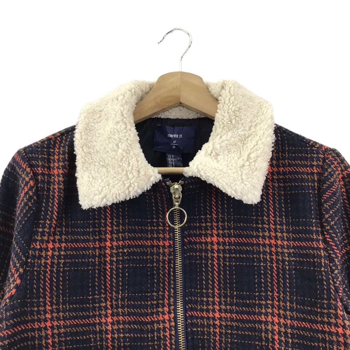 Forever 21 FOREVER21 Check Pocket Wool Coat Jacket Size S / US 4 / IT 40 - 2 Thumbnail