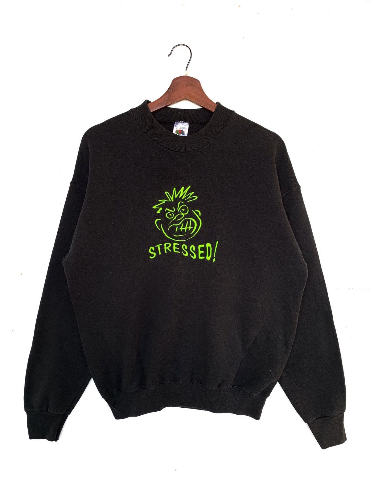 Fruit Of The Loom × Vintage Vintage 80s Embroidery Stressed Head Sweatshirt/Size L Size US L / EU 52-54 / 3 - 1 Thumbnail