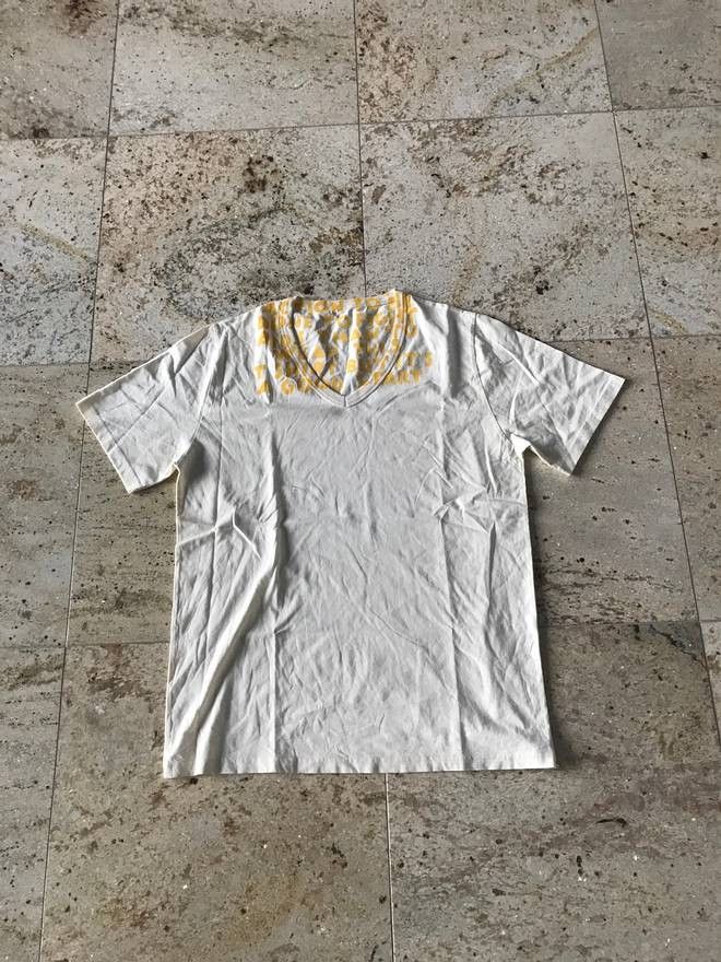 image of Maison Margiela Aids Xs-S Awareness Tee In Light Yellow With Yellow Print, Men's (Size Small)
