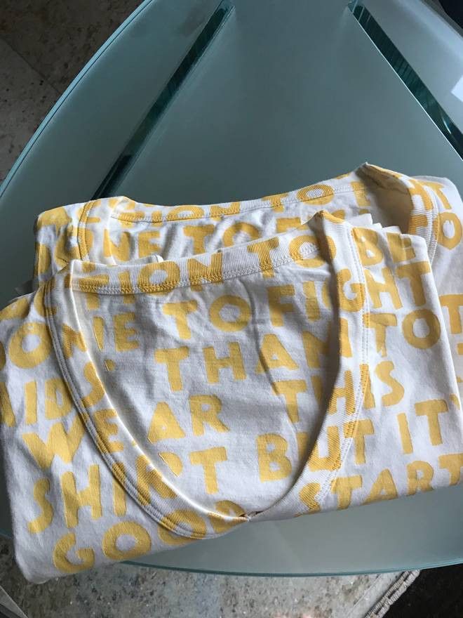 Maison Margiela AIDS XS-S Awareness Tee In Light Yellow With Yellow Print Size US S / EU 44-46 / 1 - 6 Thumbnail