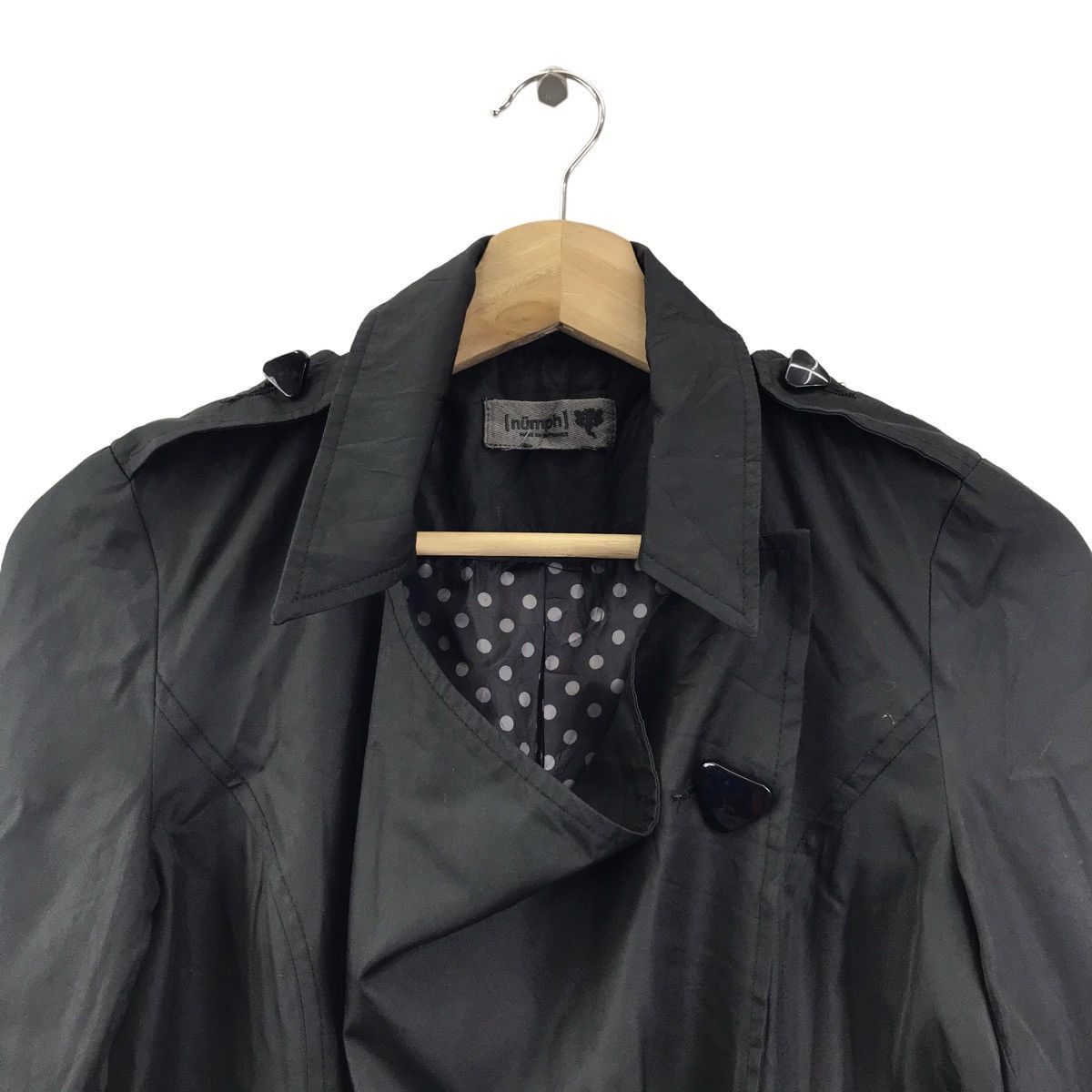 Vintage NUMPH Black Long Coat Overcoat Trench Jacket Size S / US 4 / IT 40 - 2 Thumbnail