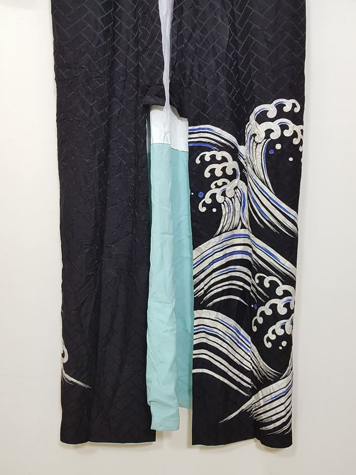 Japanese Brand Awase Tomesode Long Lined Kimono Nami Wave Surf Size US M / EU 48-50 / 2 - 4 Thumbnail