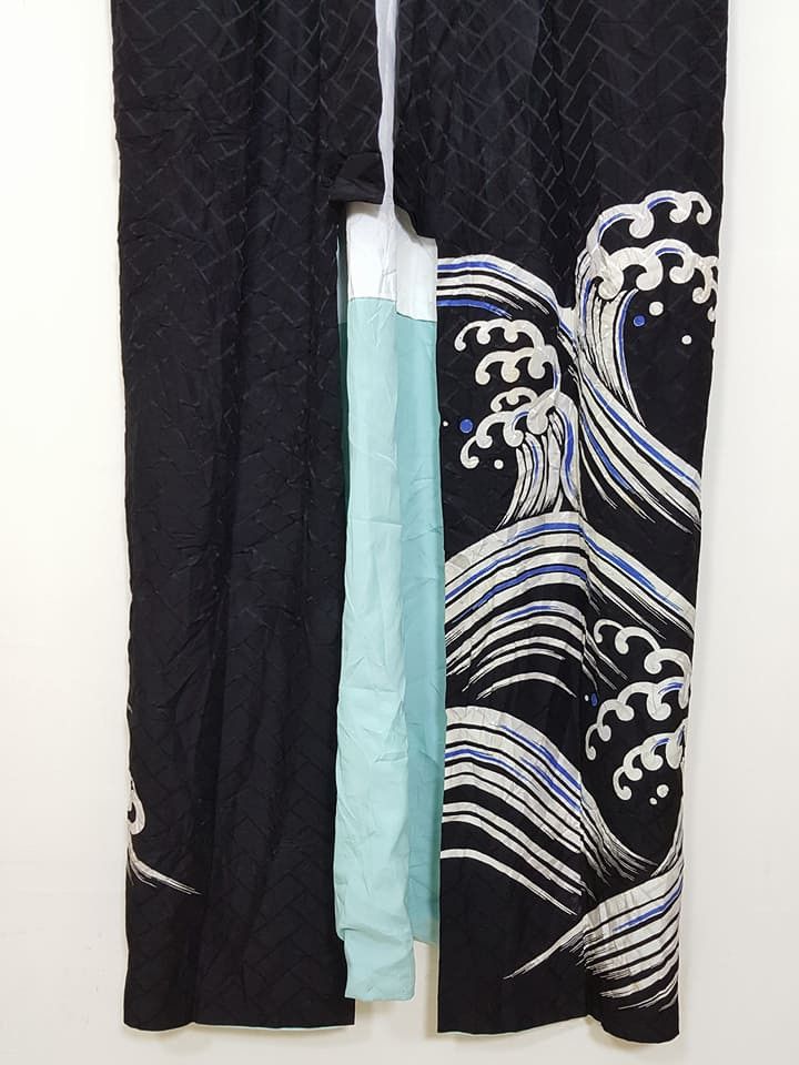 Japanese Brand Awase Tomesode Long Lined Kimono Nami Wave Surf Size US M / EU 48-50 / 2 - 12 Thumbnail