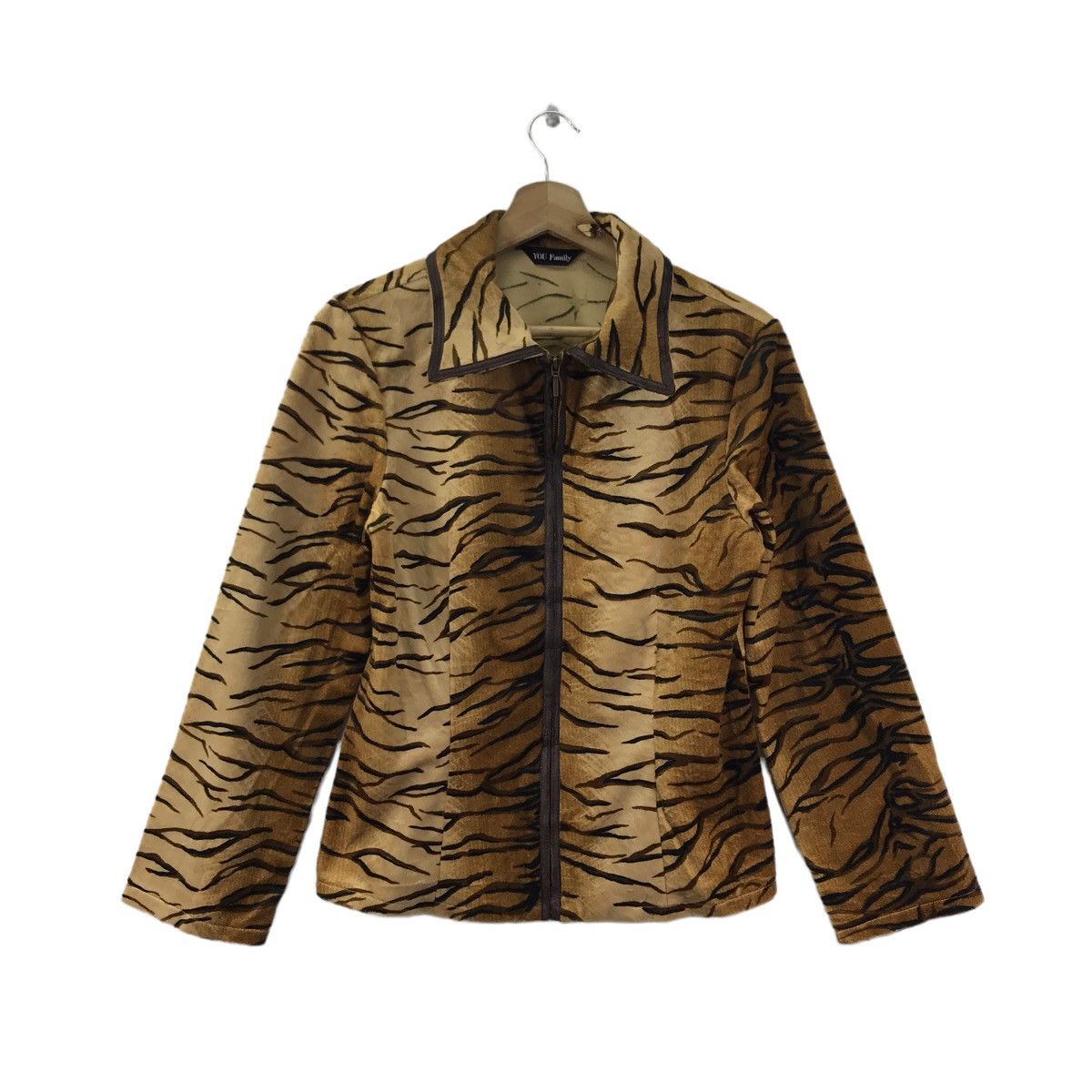 Vintage YOU FAMILY Tiger Print Wool Blazer Coat Jacket Size XS / US 0-2 / IT 36-38 - 1 Thumbnail