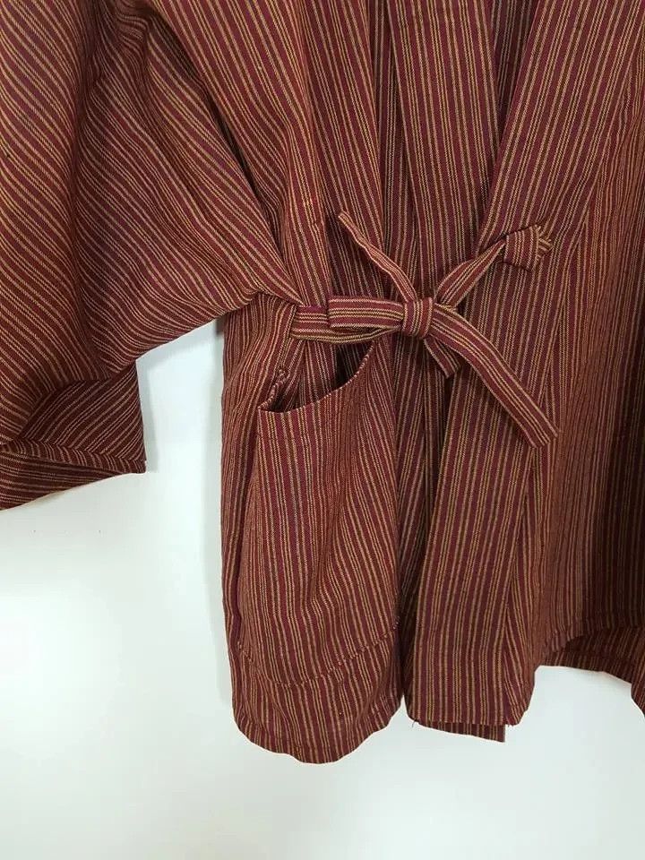 Other Hitoe Haori 'Shima' Vertical Striped Japan Jacket Size US M / EU 48-50 / 2 - 8 Thumbnail