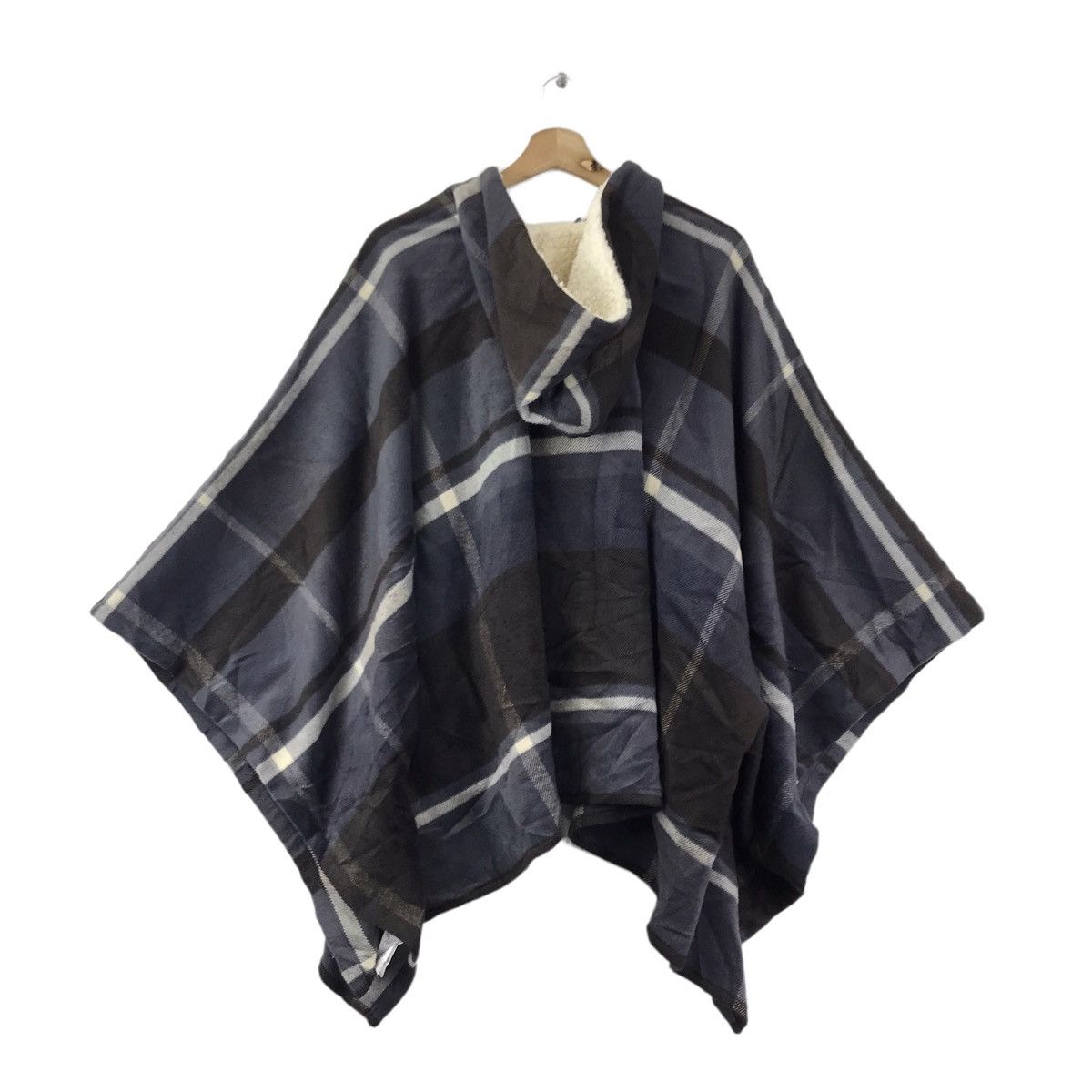 Japanese Brand E HYPHENWORLD GALLERY Japan Check Hooded Cape Size ONE SIZE - 11 Thumbnail