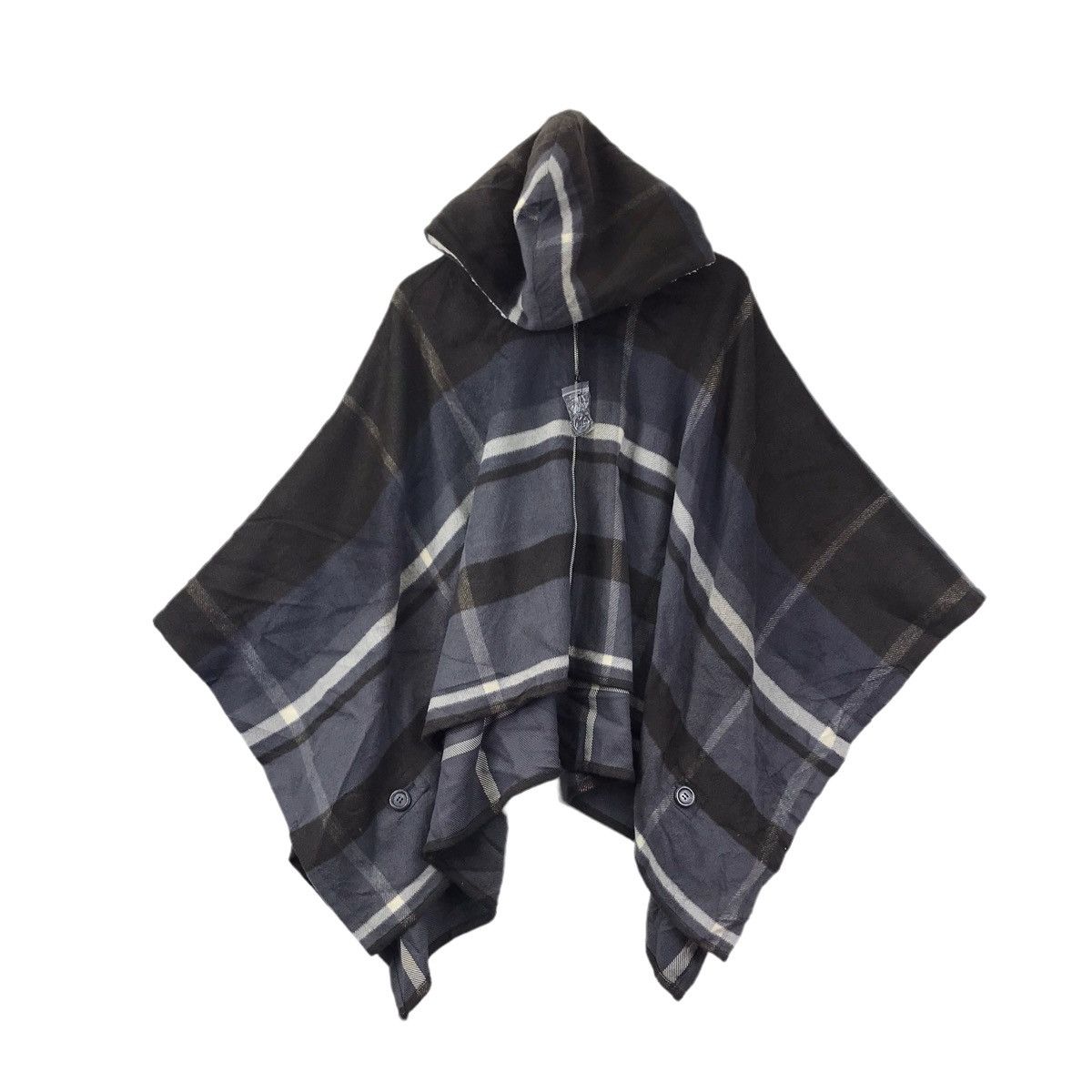 Japanese Brand E HYPHENWORLD GALLERY Japan Check Hooded Cape Size ONE SIZE - 1 Thumbnail