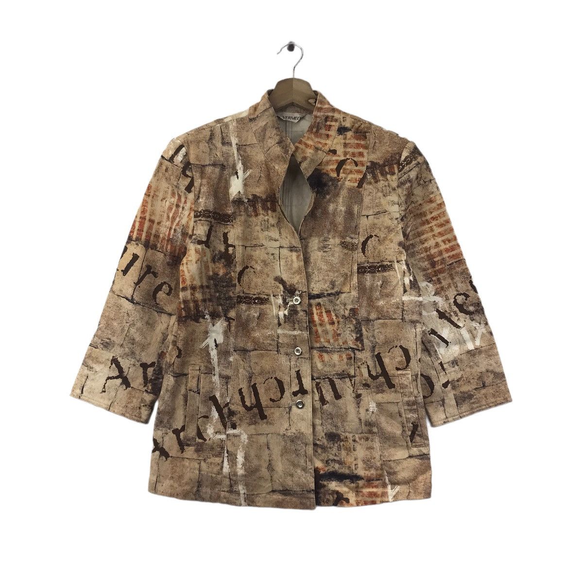 Vintage ST. VERMEER Bricks Overprint Brown Coat Jacket Size XS / US 0-2 / IT 36-38 - 1 Thumbnail