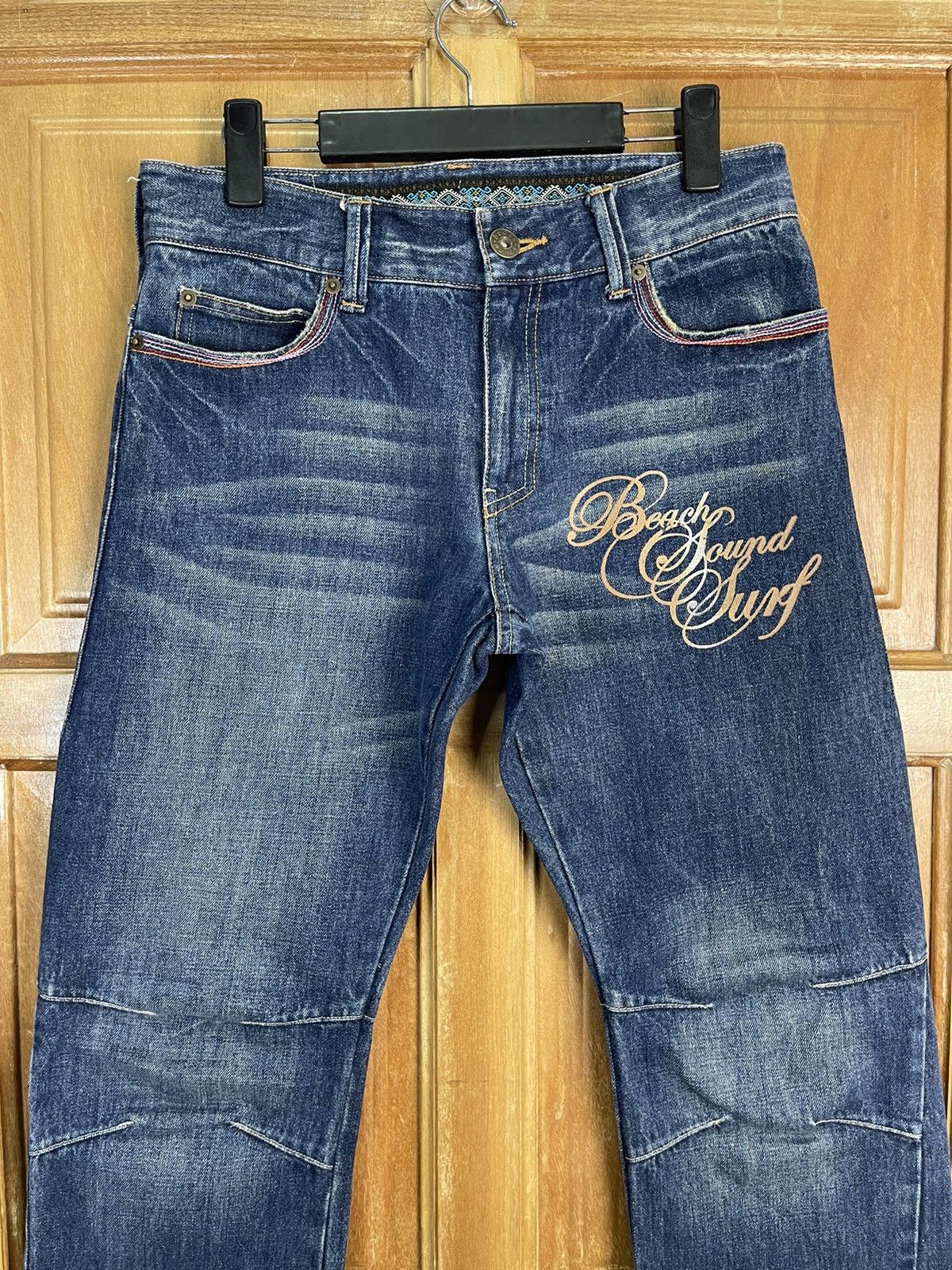 Japanese Brand × Vintage 🏄🏻‍♂️Surfing Style Design By Beach Sound Surf Wave Logo Denim Size US 31 - 19 Thumbnail