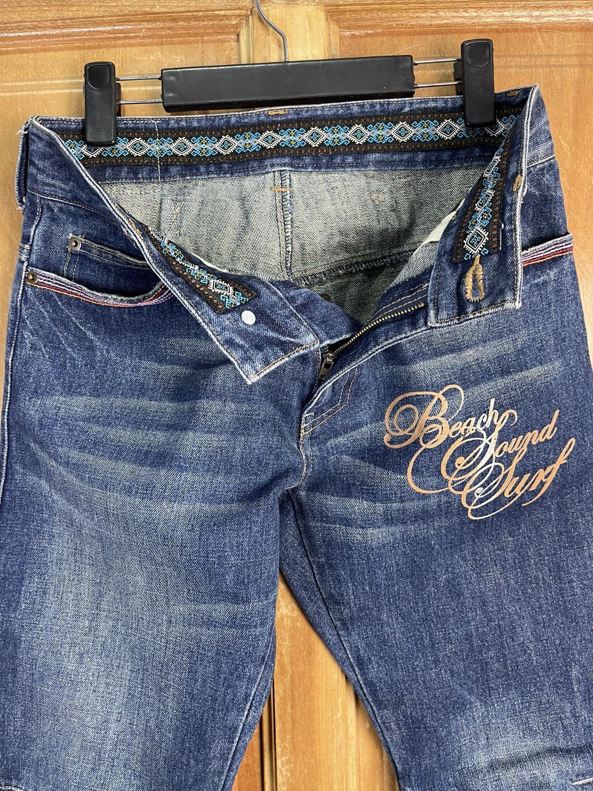 Japanese Brand × Vintage 🏄🏻‍♂️Surfing Style Design By Beach Sound Surf Wave Logo Denim Size US 31 - 10 Thumbnail