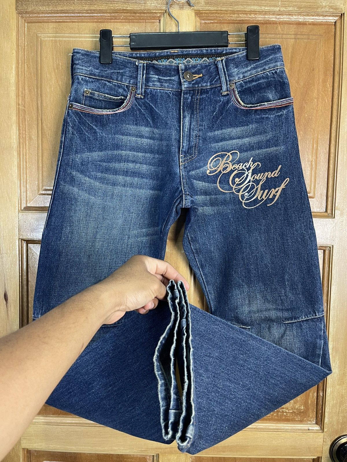 Japanese Brand × Vintage 🏄🏻‍♂️Surfing Style Design By Beach Sound Surf Wave Logo Denim Size US 31 - 14 Thumbnail