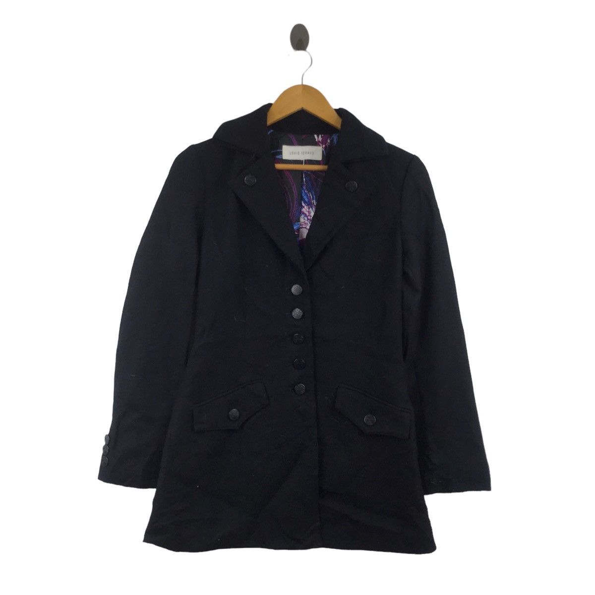 Louis Feraud Vintage LOUIS FERAUD Black Wool Long Coat Size S / US 4 / IT 40 - 1 Thumbnail