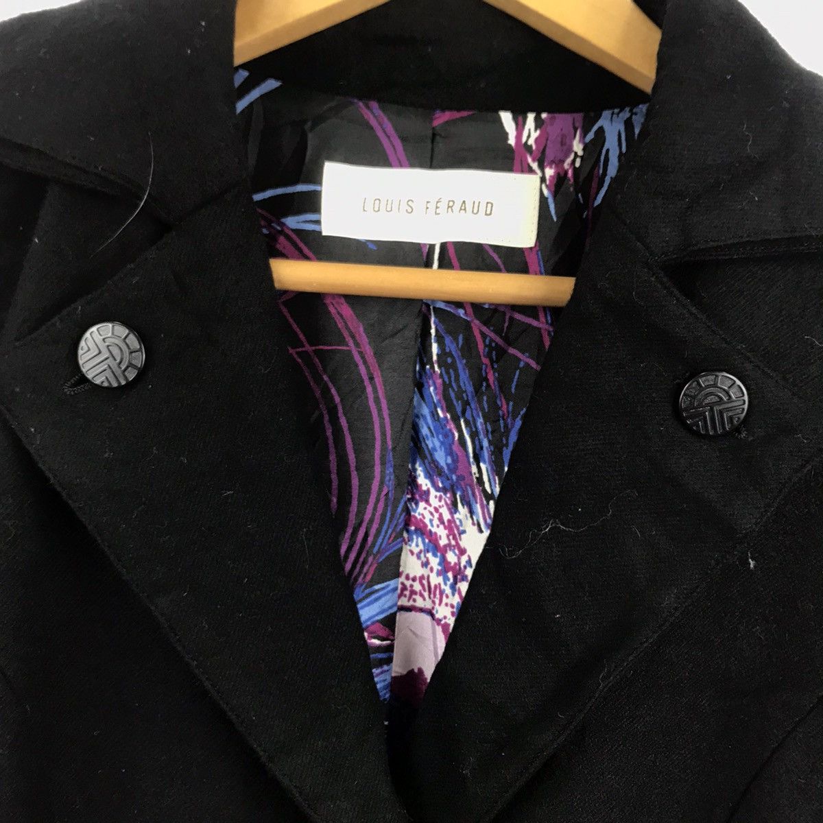 Louis Feraud Vintage LOUIS FERAUD Black Wool Long Coat Size S / US 4 / IT 40 - 3 Thumbnail