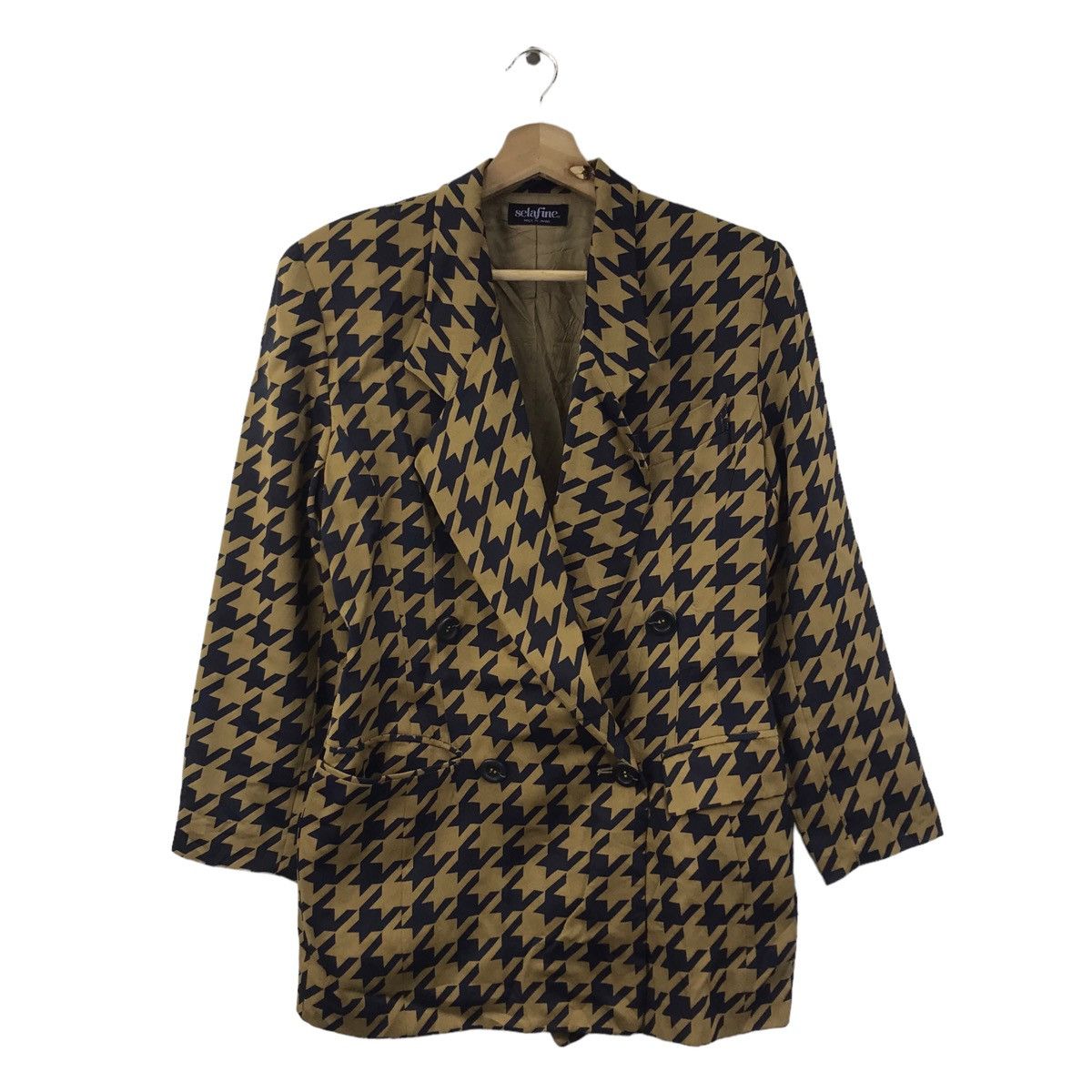 Japanese Brand SELAFINE Japanese Brand Overprint Gold Navy Blazer Coat Size XS / US 0-2 / IT 36-38 - 1 Thumbnail