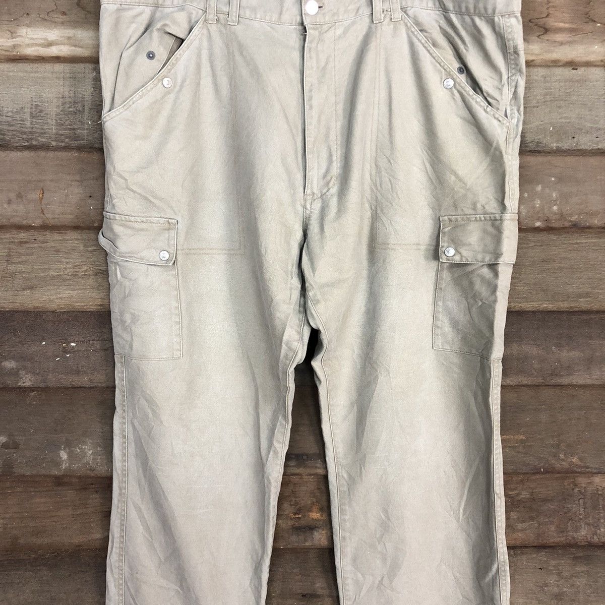 Japanese Brand Otarie Light Grey Multipocket Tactical Cargo Pants #c962 Size US 41 - 4 Thumbnail