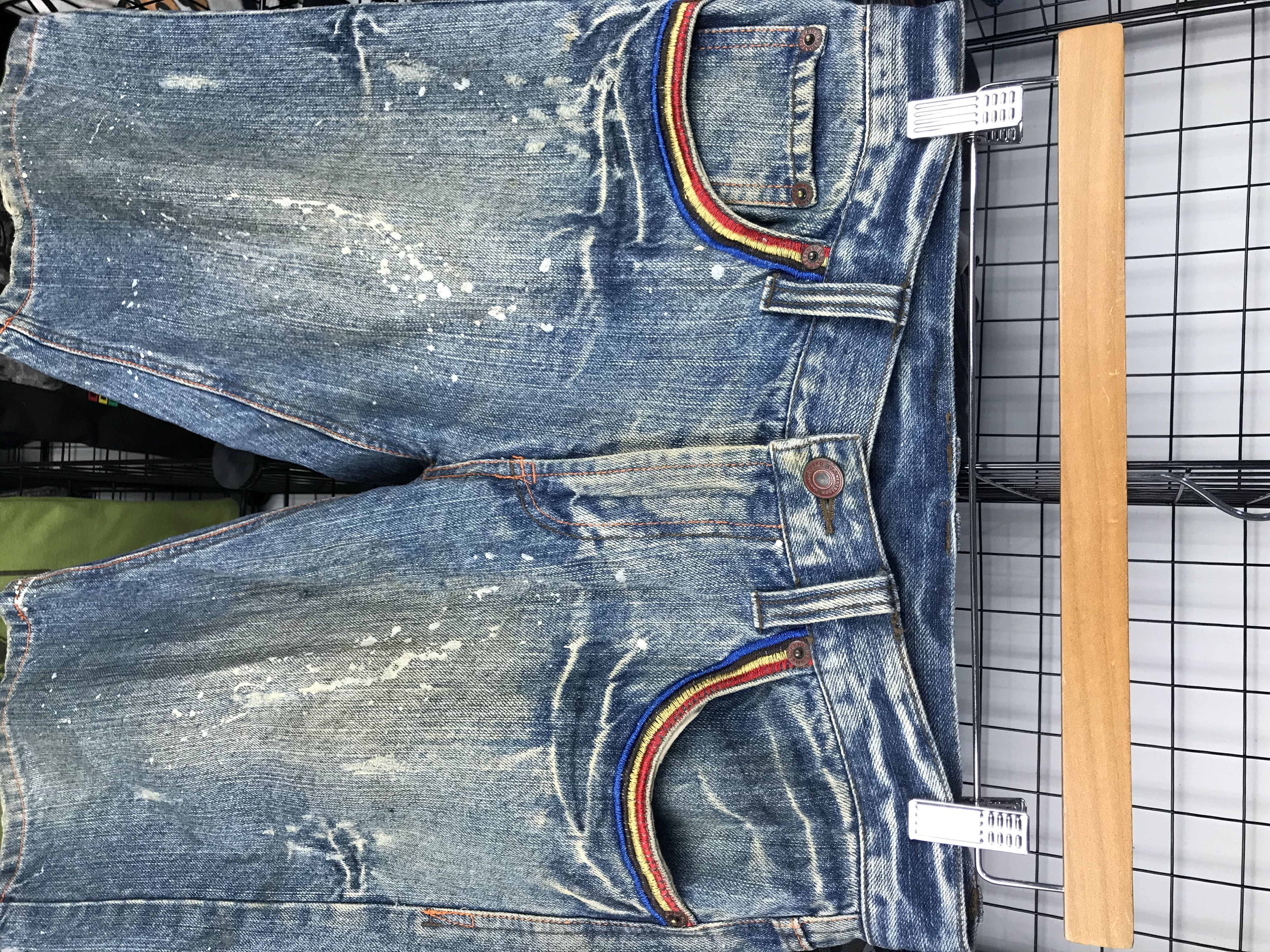Japanese Brand Shortpants Rainbow Distressed Denim Size US 33 - 2 Thumbnail