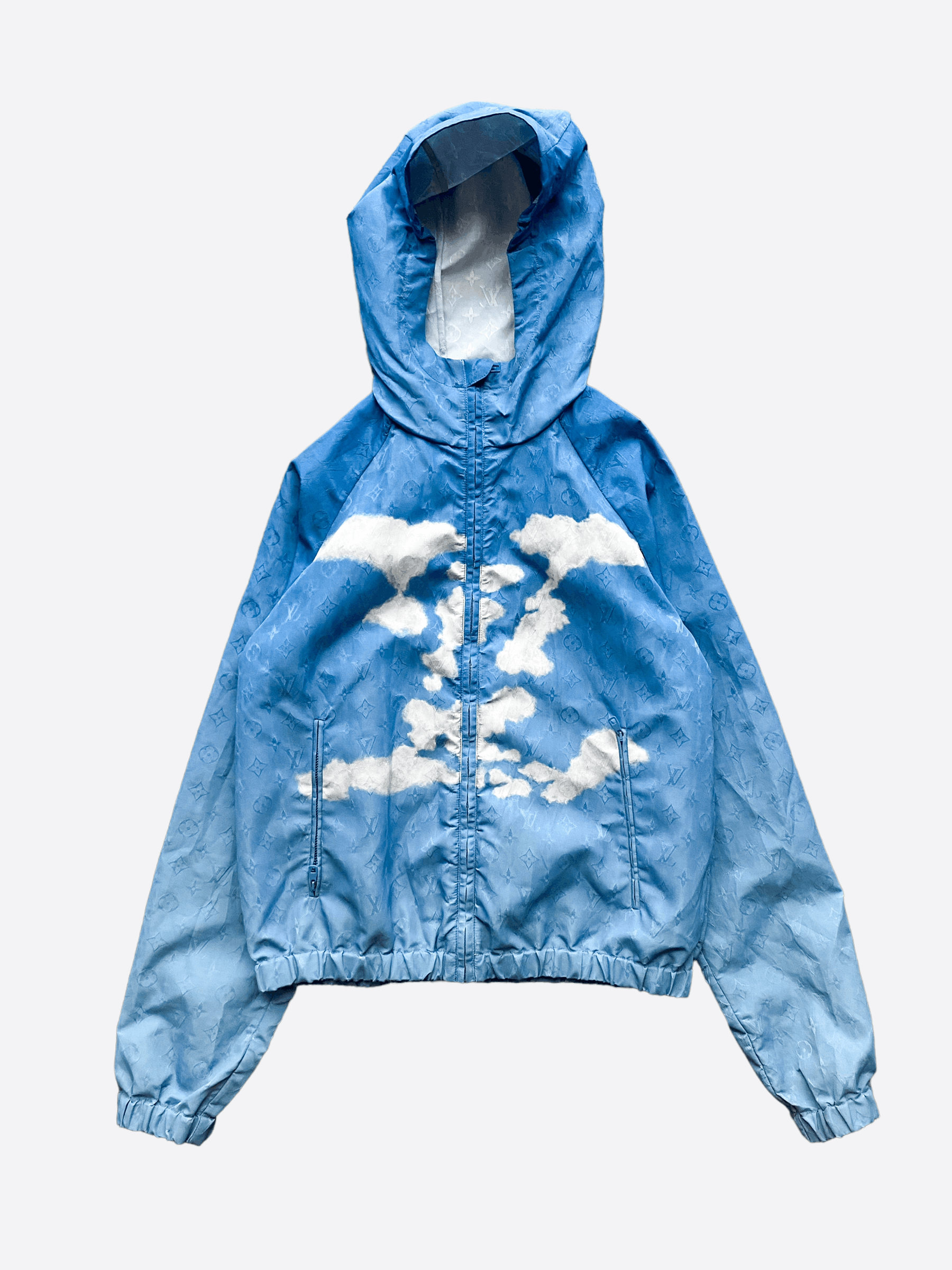 image of Louis Vuitton Blue Monogram Cloud Wind Breaker, Men's (Size Small)