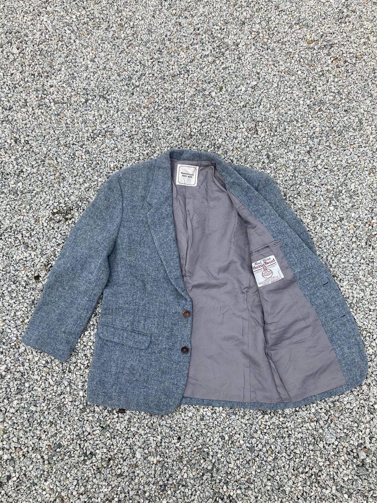image of Harris Tweed x Mademoiselle Non Non Jacket in Light Grey, Men's (Size Medium)