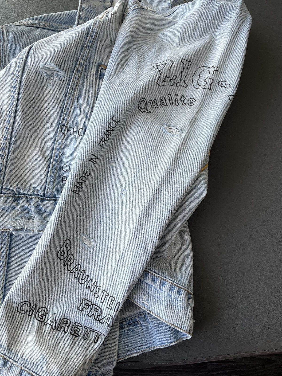 Amiri $1,900 Value Runway Limited Zig Zag Denim Trucker Jacket Size US L / EU 52-54 / 3 - 15 Thumbnail