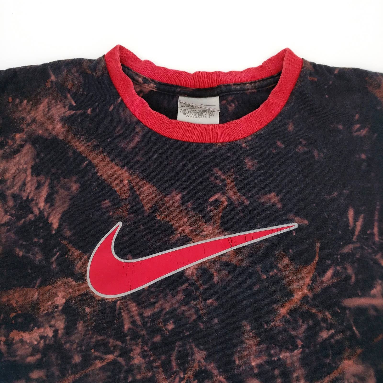 Nike × Vintage Vintage NIKE 90s Custom Bleached Tie Dye Ringer T-Shirt M Size US M / EU 48-50 / 2 - 2 Thumbnail