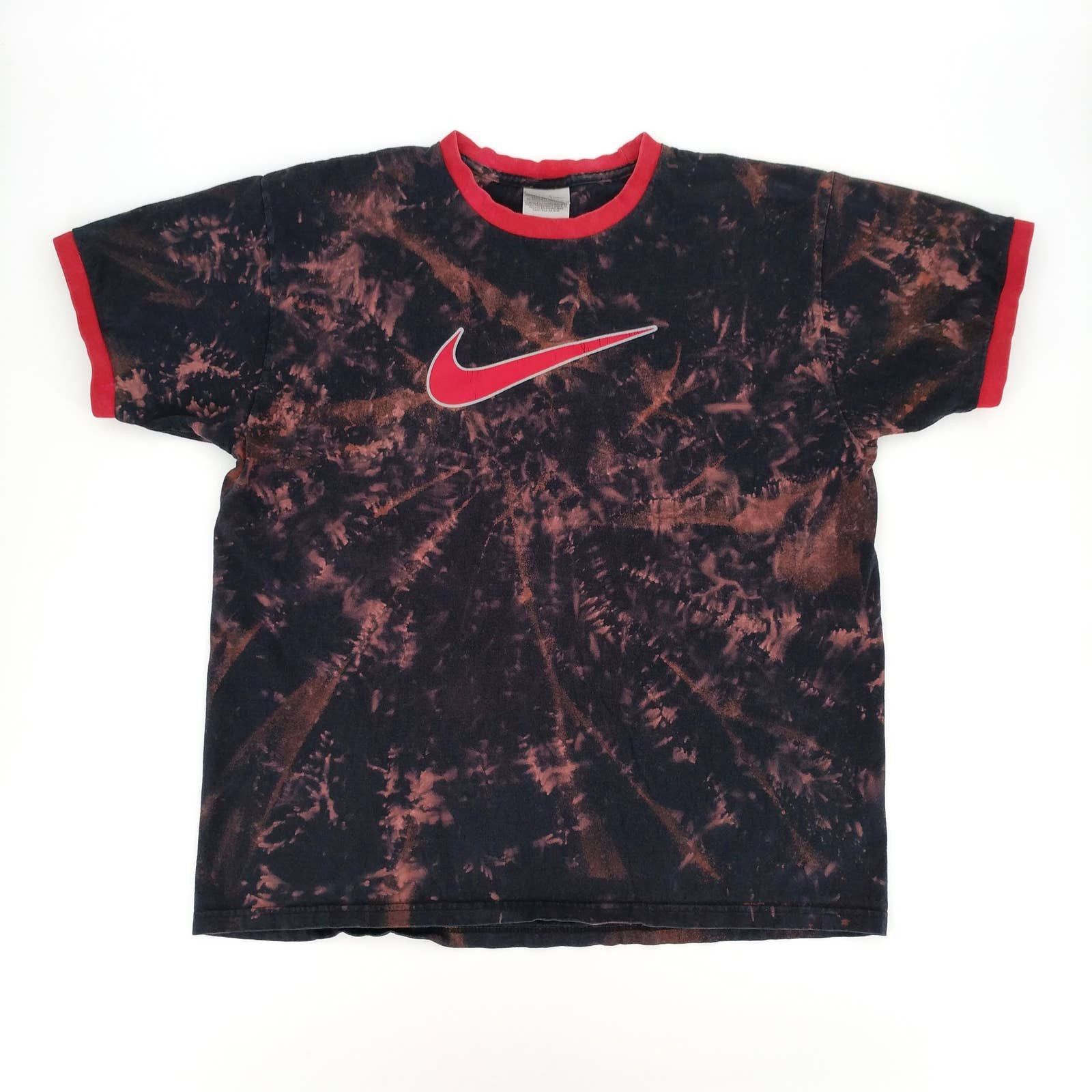 Nike × Vintage Vintage NIKE 90s Custom Bleached Tie Dye Ringer T-Shirt M Size US M / EU 48-50 / 2 - 1 Thumbnail