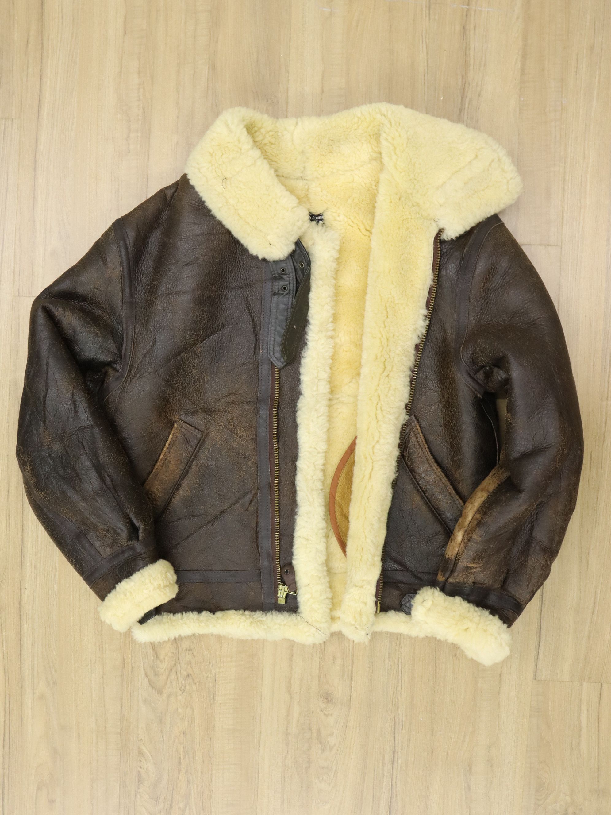 Vintage Vtg. Avirex Type B-3 Leather Sheepskin Flight Bomber Jacket ...